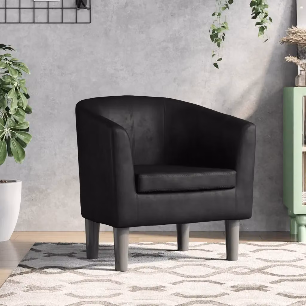 Poltrona Relax Cabriolet Nera in Similpelle con Braccioli e Struttura in Legno e Plastica – 2