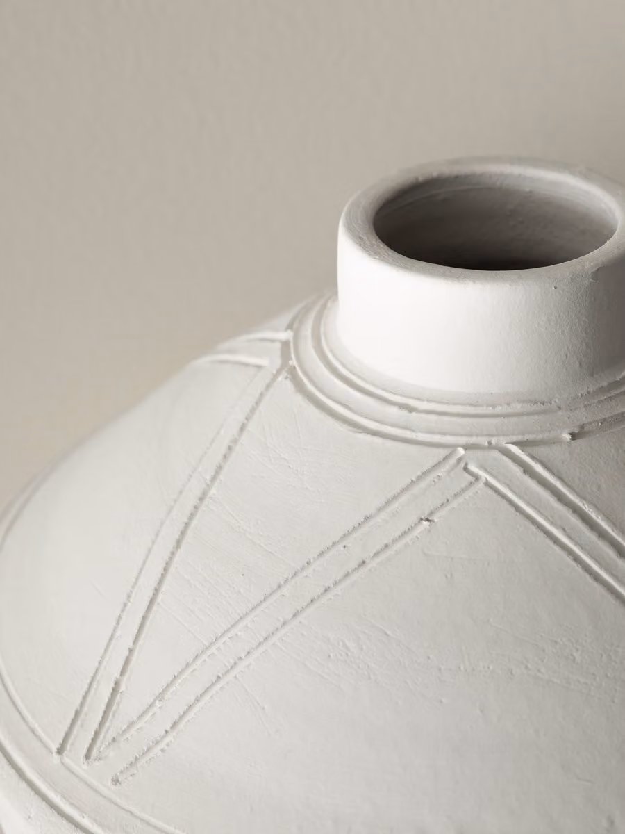 Vaso piccolo rotondo in ceramica bianca Kenay Home da tavolo – 2