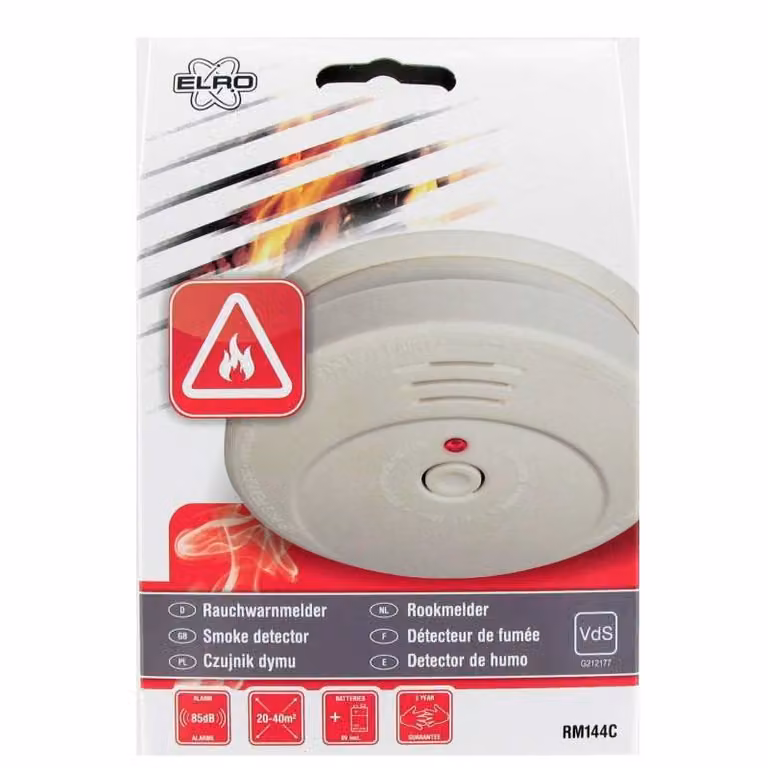 Rivelatore di fumo fotoelettrico con segnale acustico forte da 85 dB(A), batteria inclusa