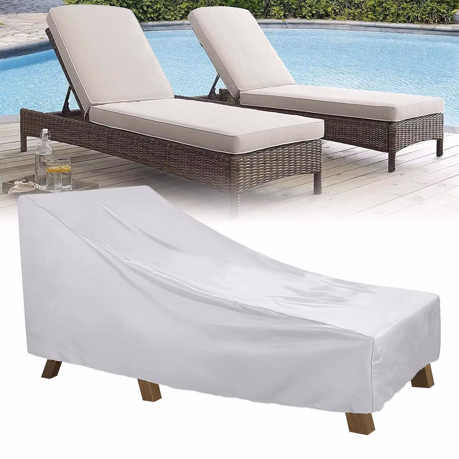 Copertura impermeabile per mobili da giardino, realizzata in tessuto Oxford 210D, colore argento, dimensioni 210x80x75 cm