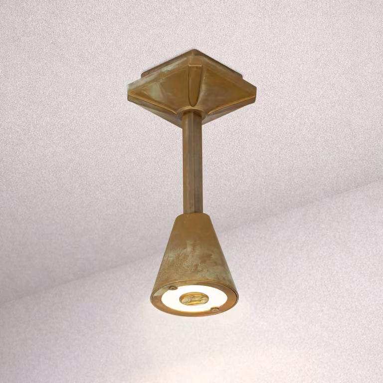 Moretti Luce Plafoniera LED da esterni Silva Disk, altezza 26 cm, ottone anticato Disk, Bronzo / Ottone antico, Ottone, Campagna / Rustiche, Plafoniera