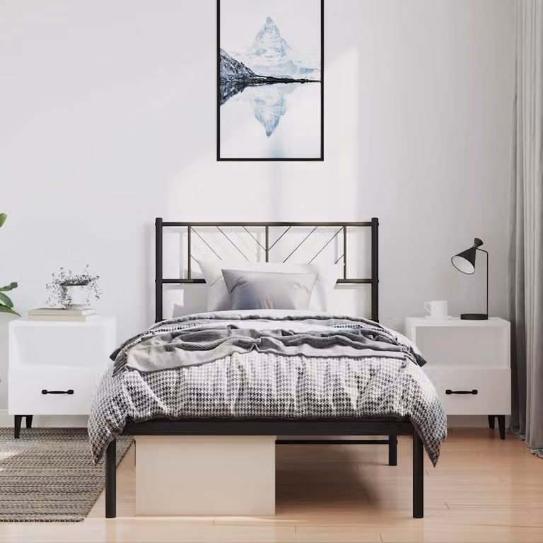 vidaXL Giroletto con Testiera in Metallo Nero L: 90 cm, P: 190 cm
