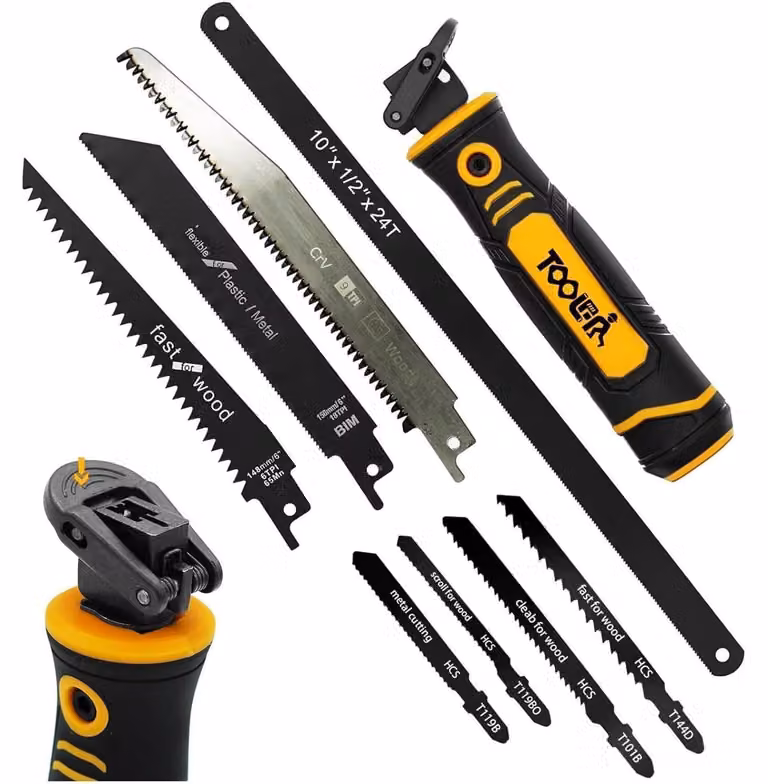 Set di seghetti per metallo 8 in 1, con 8 lame per legno, metallo e cartongesso, dotato di impugnatura ergonomica