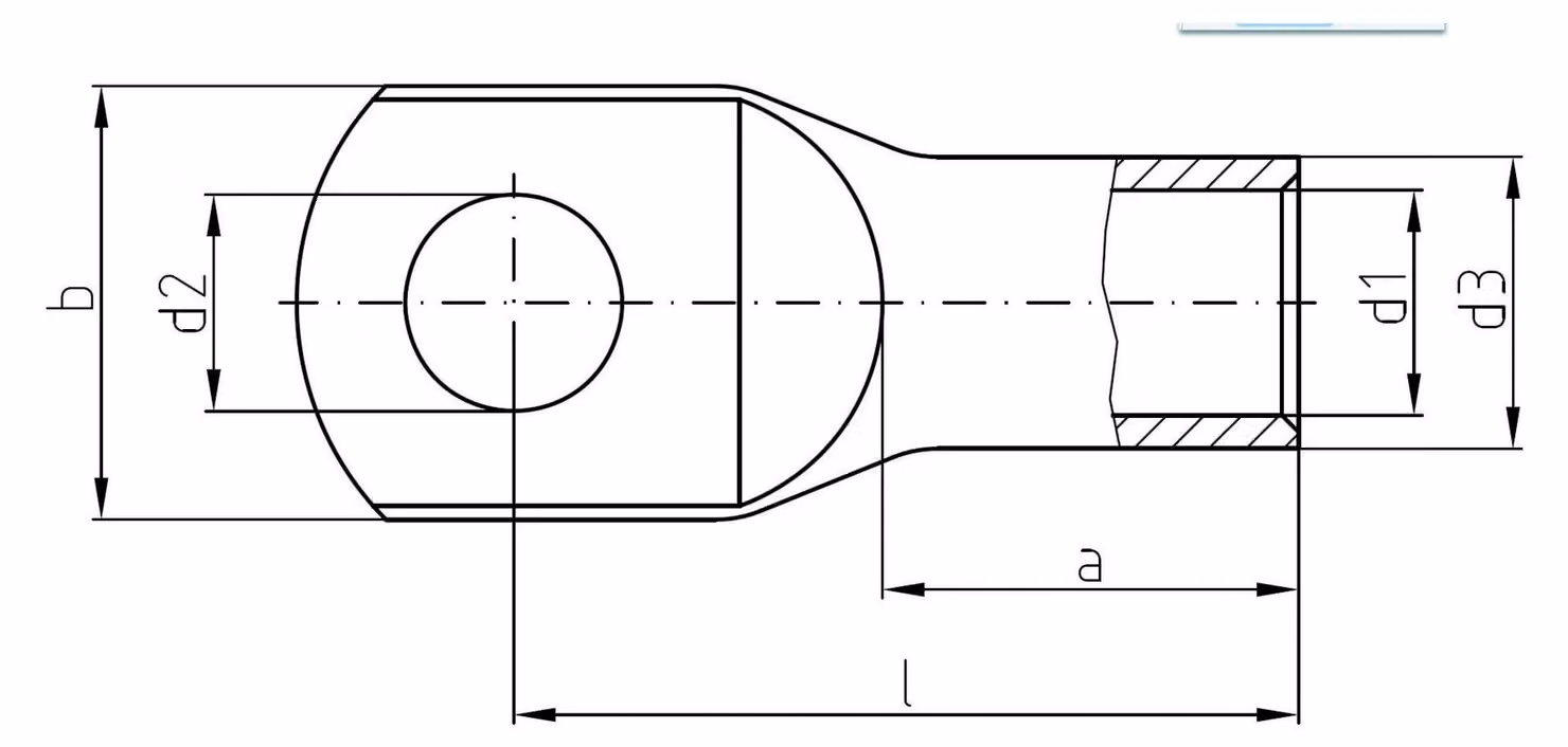 Occhiello tubolare per cavo da 240 mm² M12 - Occhiello circolare per cavo in rame ICF24012