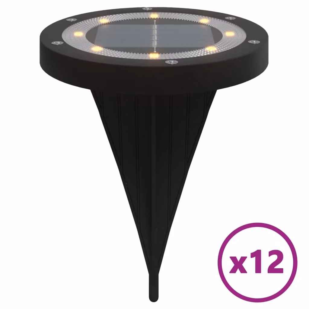 Luci Solari da Terra con Picchetti da Esterno 12pz Bianco Caldo