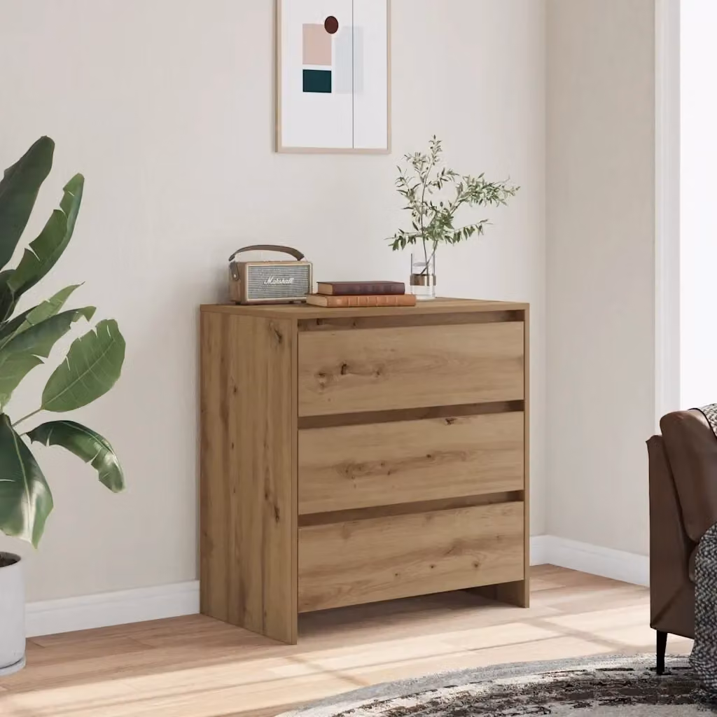 Credenza moderna in MDF color marrone per soggiorno o ingresso L 70 cm x P 41 cm x H 75 cm – 2