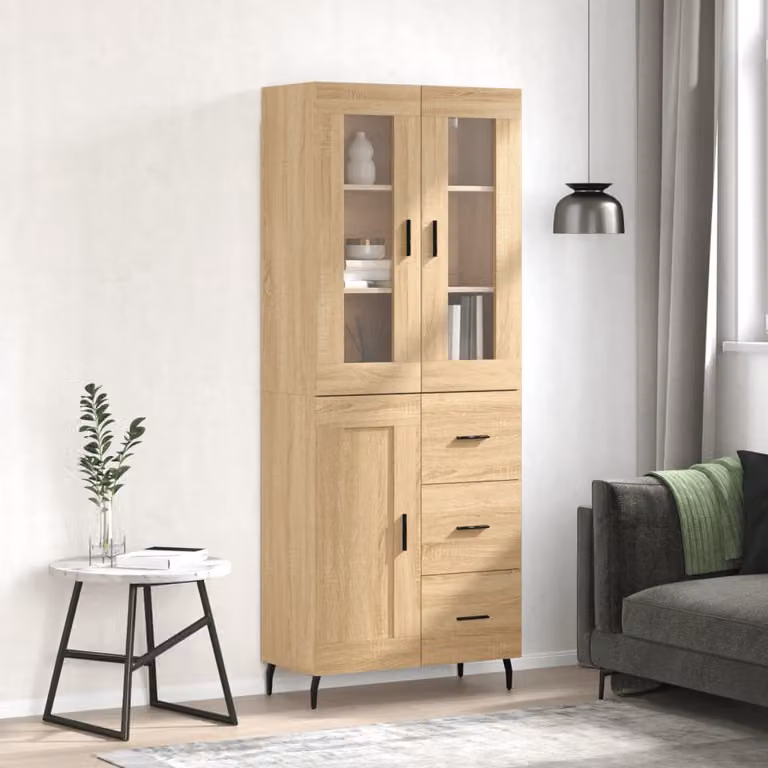 Credenza vidaXL in Rovere Sonoma con ante a battente e ripiani interni, L/P/H: 69,5 x 34 x 180 cm