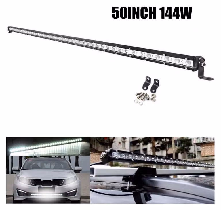 129 cm, 144 W, modello slim, potente barra LED a fila singola / faro a LED, 12–24 V
