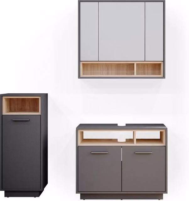 Set mobili bagno Beatrice Antracite 3 pezzi Vicco