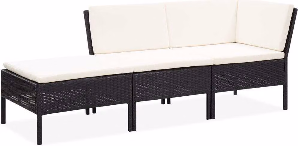 Maison Exclusive - Set da giardino 3 pezzi con cuscini in polyrattan nero