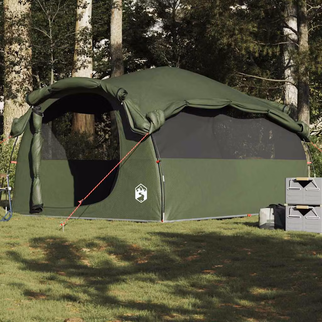 Tenda Familiare a Tunnel vidaXL per 6 Persone Verde Oliva Resistente all'acqua in Poliestere e Fibra di Vetro