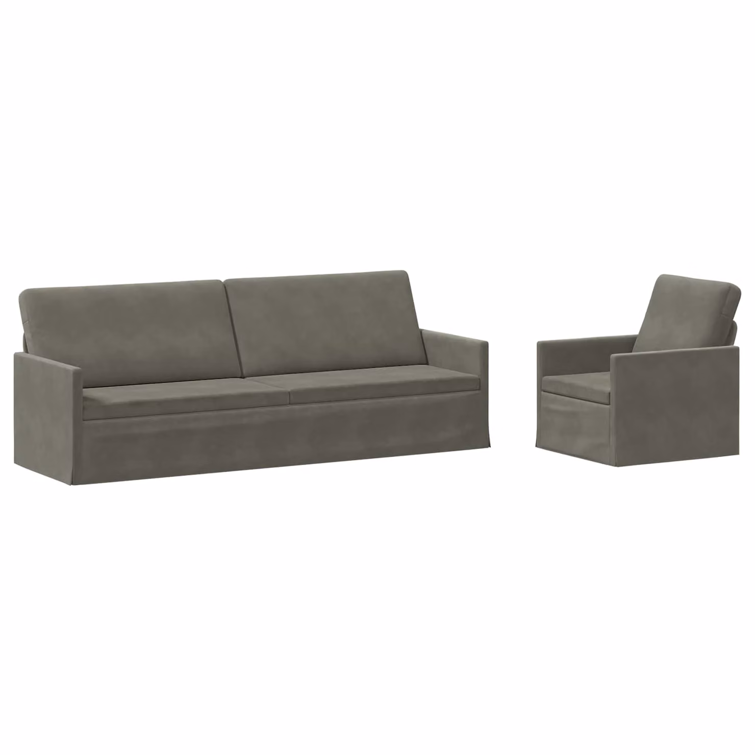 Set di 2 divani moderni vidaXL in tessuto cord e struttura in metallo, Grigio