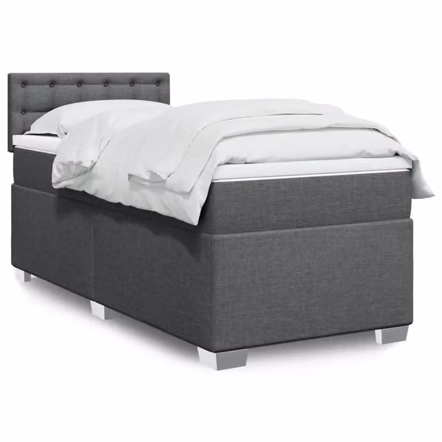 Giroletto a Molle con Materasso Grigio Scuro 90x190 cm Tessuto 3288058