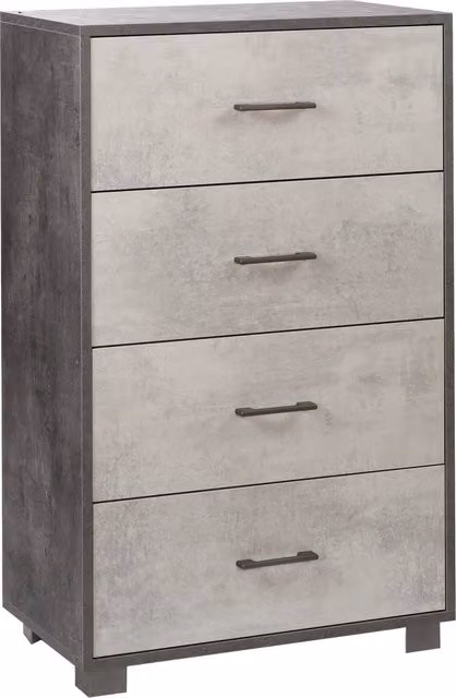 Mobile 4 Cassetti 70x112x41 cm Ossido Nero/Cemento