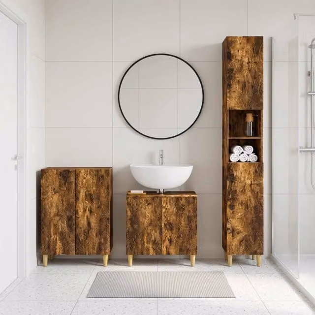 Set di armadietti da bagno in 3 pezzi DELFT Rovere Fumo 3417464