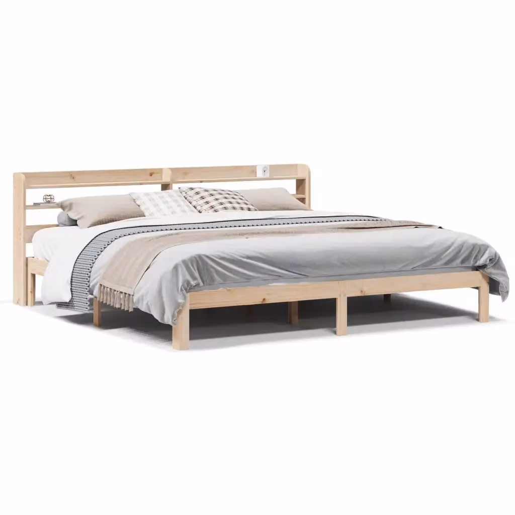 Giroletto con Testiera vidaXL in Legno Massello di Pino Marrone L: 200 cm, P: 200 cm, H: 82 cm – 2