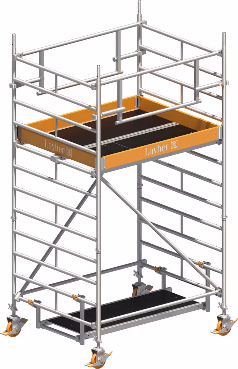 Ponteggio mobile Layher Uni Kompakt P2 Safety Plus con doppia ringhiera 4,20 m AH