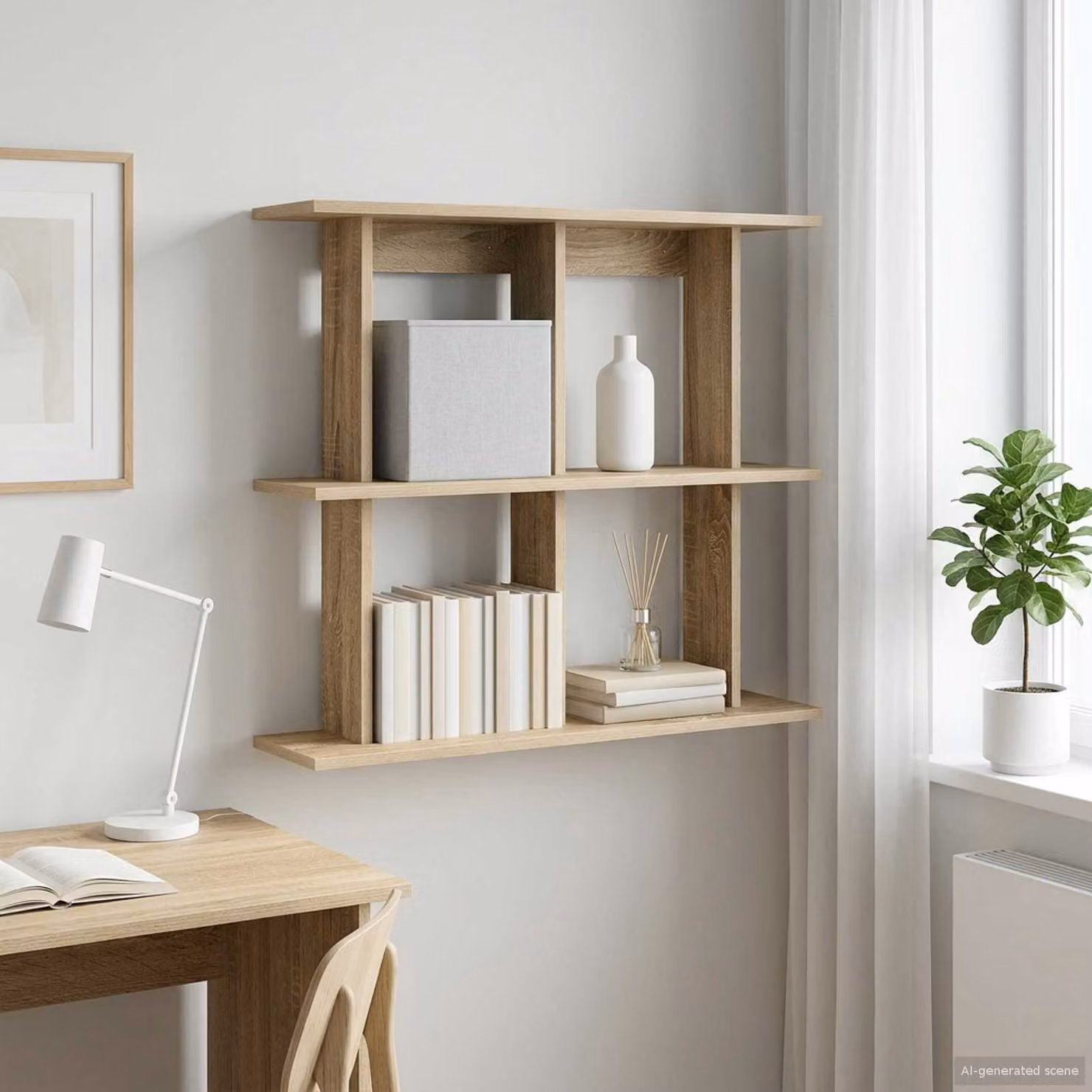 Scaffale da parete moderno vidaXL in legno color rovere, L 80 cm x P 20 cm x H 75 cm