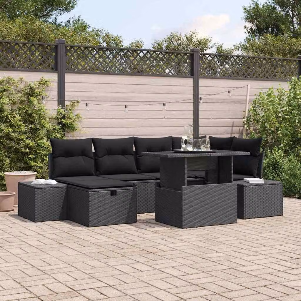 Maison Exclusive - Set da giardino composto da 7 pezzi, divano in rattan sintetico