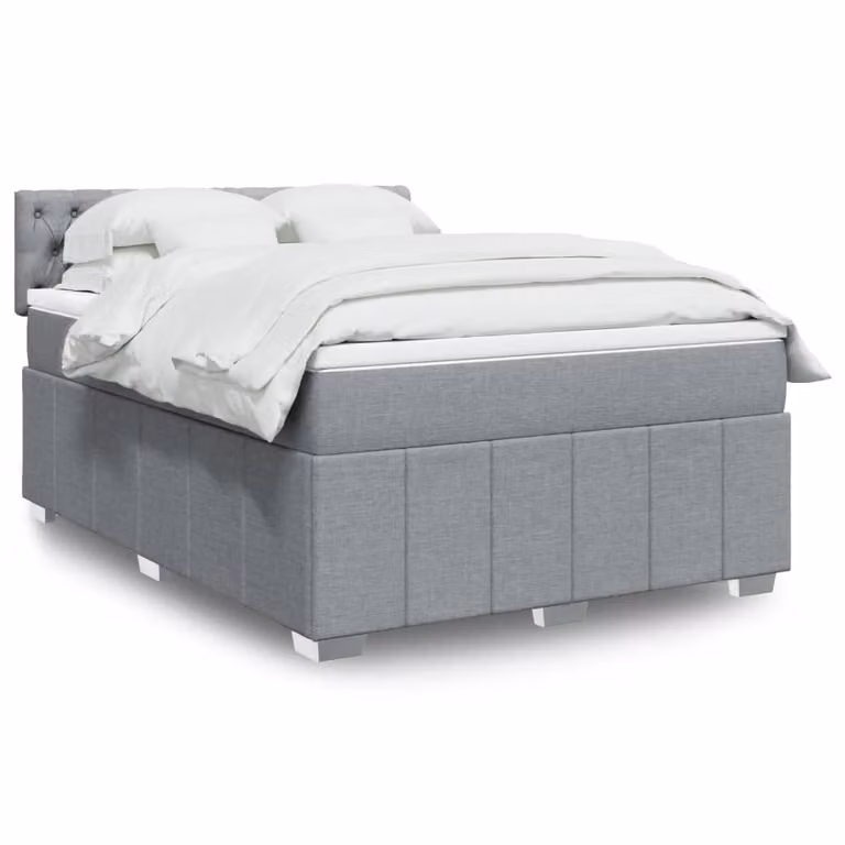 vidaXL Letto Ibrido con Materasso a Molle Insacchettate in Tessuto Grigio e Bianco L/P/H: 140 x 200 cm