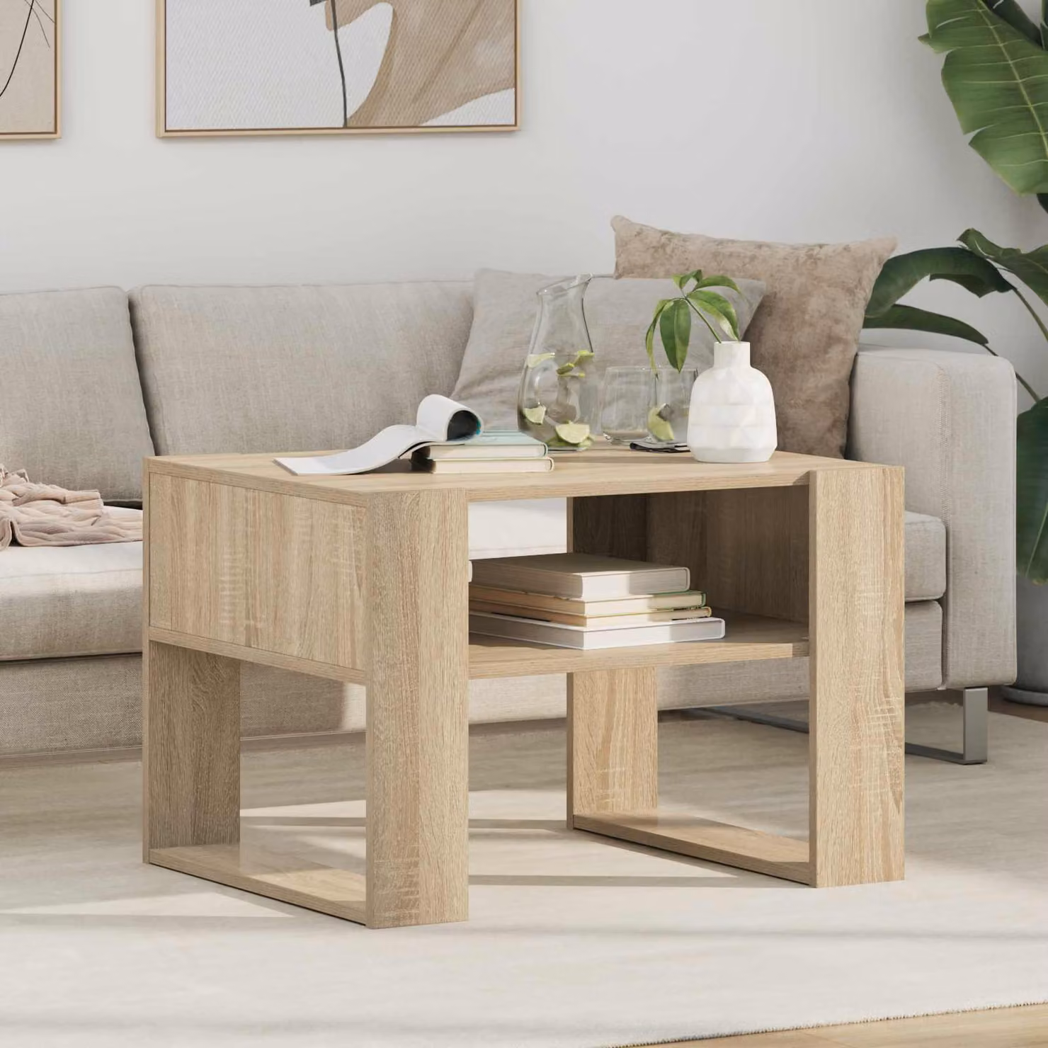 Maison Exclusive - Tavolino Sonoma in rovere 66 x 53 x 45 cm Materiale ligneo