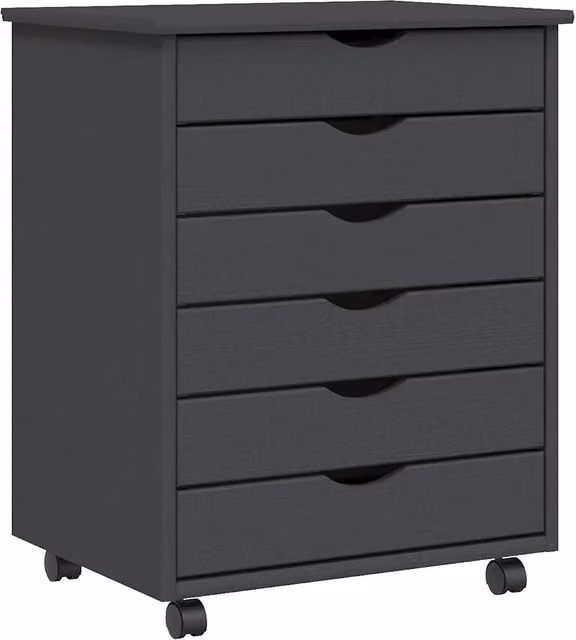 Armadio su ruote con cassetti in legno di pino grigio L: 53 cm, P: 39 cm, H: 65,5 cm