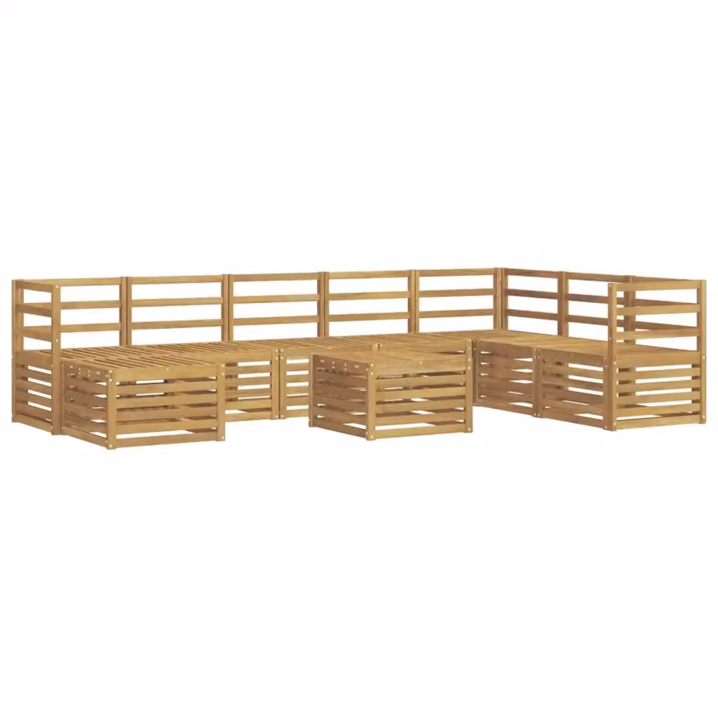 Set di divani da esterno a L vidaXL in legno di acacia massello con 9 pezzi, colore bianco e marrone, comprensivo di cuscini e tavolino da caffè – 2