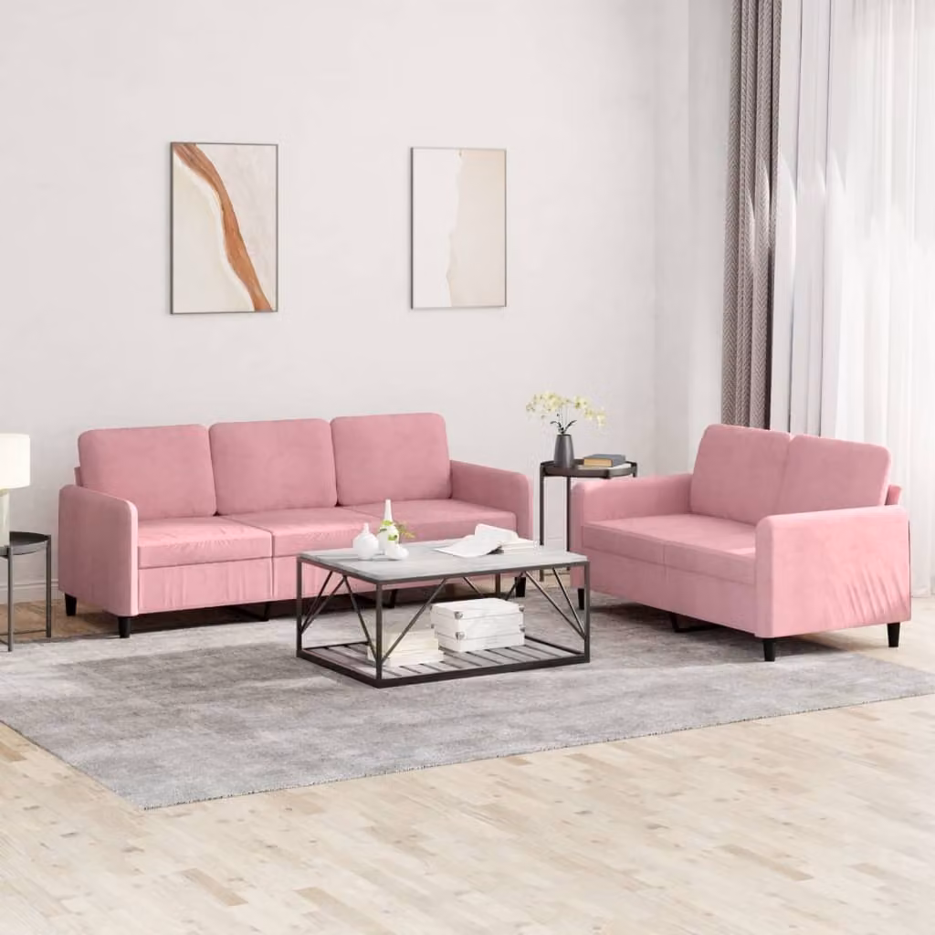 Maison Exclusive - Set divano a 2 posti in velluto rosa