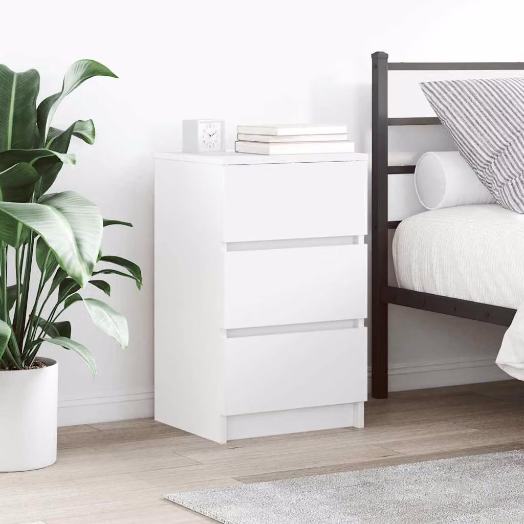 vidaXL Comodino Moderno con 3 Cassetti Bianco L/P/H: 39 x 35 x 65 cm