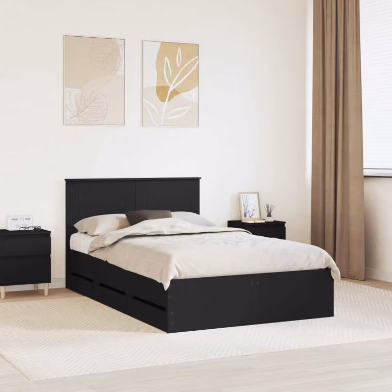 Struttura letto moderna vidaXL con cassetti in legno ingegnerizzato nero 120 x 200 cm