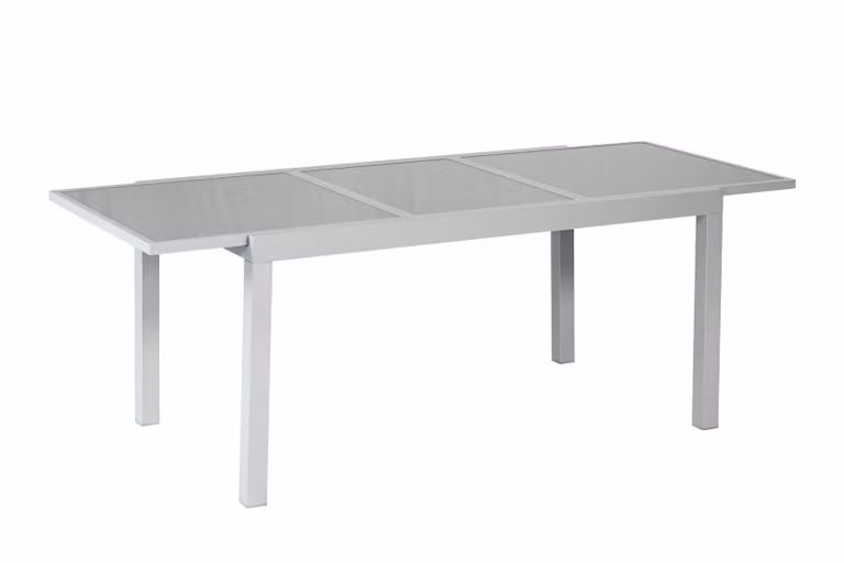 Tavolo allungabile Merxx, 140 (180) x 90 cm, piano in vetro grigio
