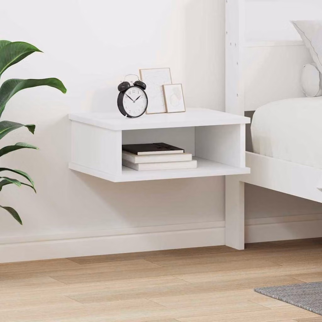 Comodino sospeso vidaXL Bianco in legno MDF L: 40 cm, P: 31 cm, H: 15 cm