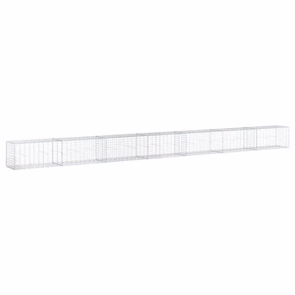 Cesto Gabbione con Copertura vidaXL in Ferro Zincato Argento L: 700 cm, P: 50 cm, H: 50 cm – 2