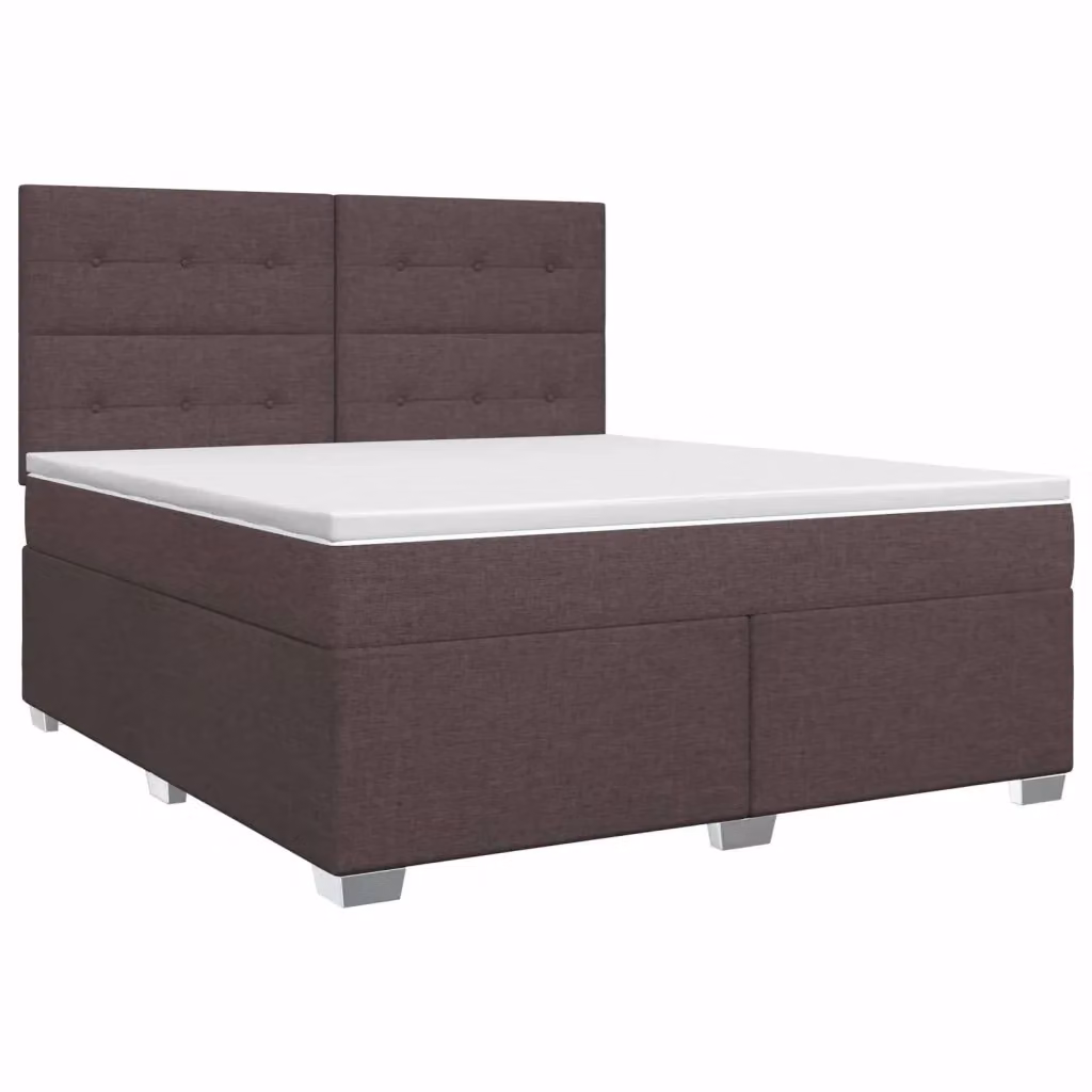 Letto box spring con materasso vidaXL in tessuto marrone e bianco L: 140 cm, P: 190 cm – 2