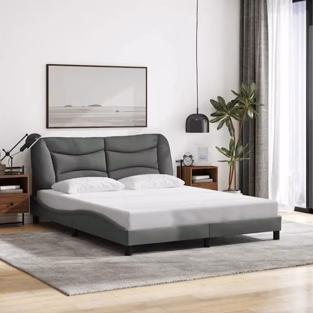 Giroletto senza Materasso-Struttura Letto Hvar Grigio Scuro 160x200 cm Tessuto