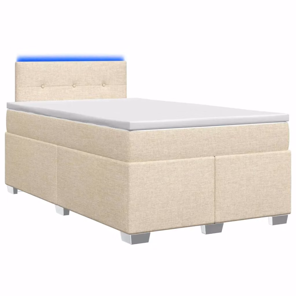 Letto con Box Spring e Materasso Ibrido vidaXL con Illuminazione LED e Porta USB, Colore Beige, L/P: 120 x 200 cm – 2