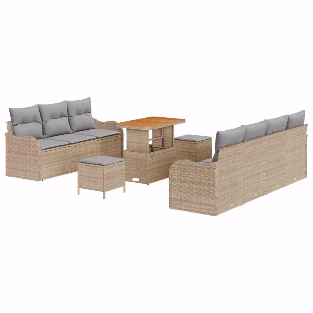 Set Divano da Giardino 10 Pezzi vidaXL Beige con Cuscini e Struttura in Metallo e Polyrattan – 2
