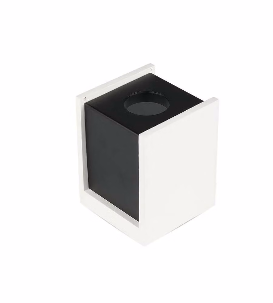 Portafaretto LED Montaggio a Plafone Quadrato GU10 e GU5.3 (MR16) Corpo in Gesso Bianco Base Nera