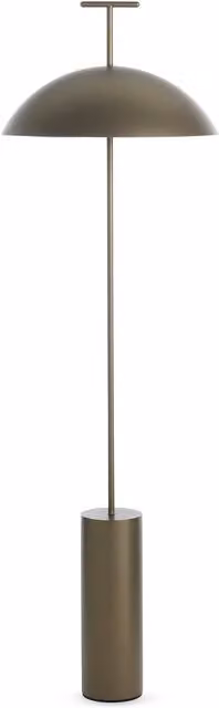 Lampada da terra Kartell Geen-A con tecnologia LED e paralume a cupola in metallo, disponibile nei colori bianco, nero o bronzo