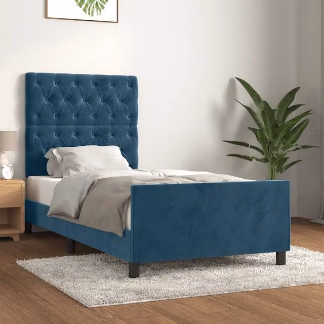 Giroletto senza Materasso-Struttura Letto Blu Scuro 80x200 cm in Velluto 918242