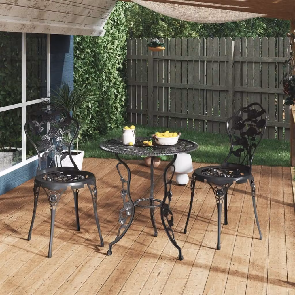 Maison Exclusive - Set da bistrot da 3 pezzi in fusione di alluminio nero