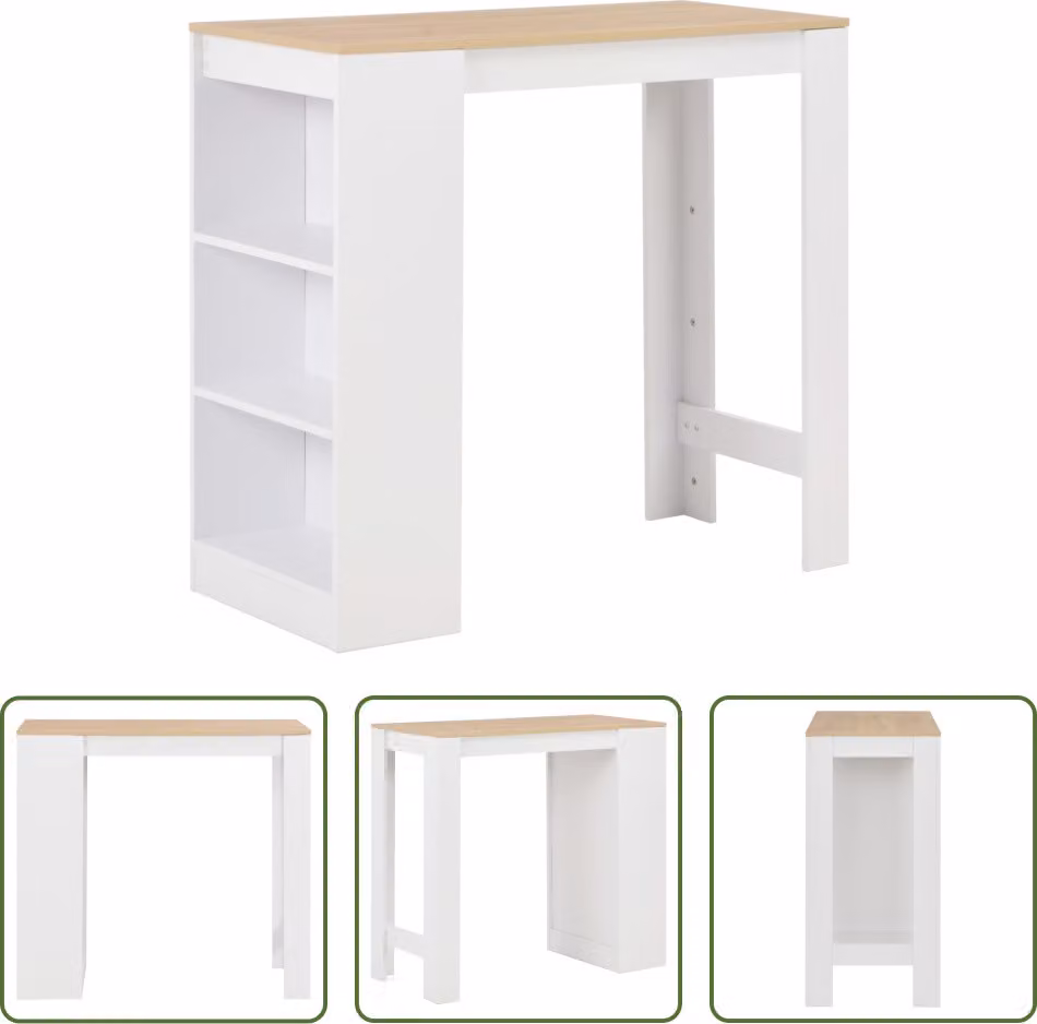 The Living Store Tavolo da bar con ripiano bianco 110x50x103 cm