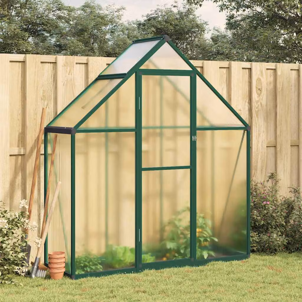 vidaXL Telaio Serra in Alluminio con Copertura in Policarbonato Verde e Trasparente, L/P/H: 169 x 58 x 195 cm