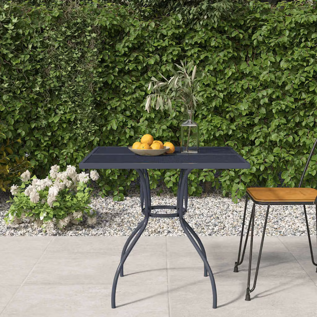 vidaXL Tavolo da Giardino Moderno in Metallo Antracite L/P/H: 80 x 80 x 72,5 cm