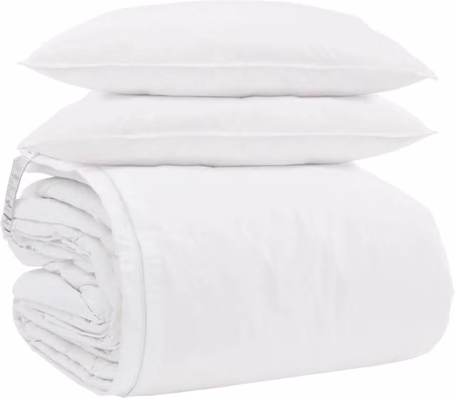 Set di 3 pezzi composto da piumone e cuscini in piuma d'anatra e cotone, colore bianco, ideale per l'inverno, dimensioni: 200 x 200 cm – 1
