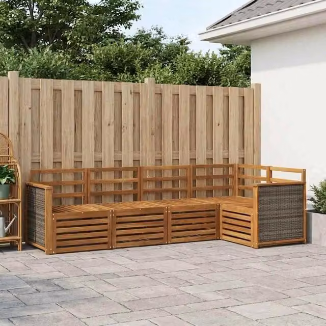 Set di divani da esterno 4 pz Naturale Legno di Acacia Massello 3384345
