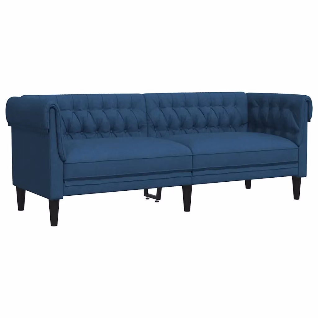 Divano Chesterfield a 3 posti vidaXL in tessuto blu per soggiorno L: 201,5 cm, P: 74,5 cm, H: 74,5 cm – 2