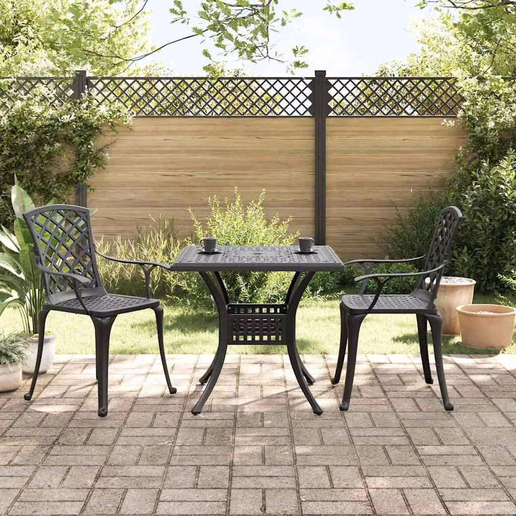 Set da Bistrot vidaXL in Alluminio Pressofuso Nero Opaco per Giardino e Terrazzo