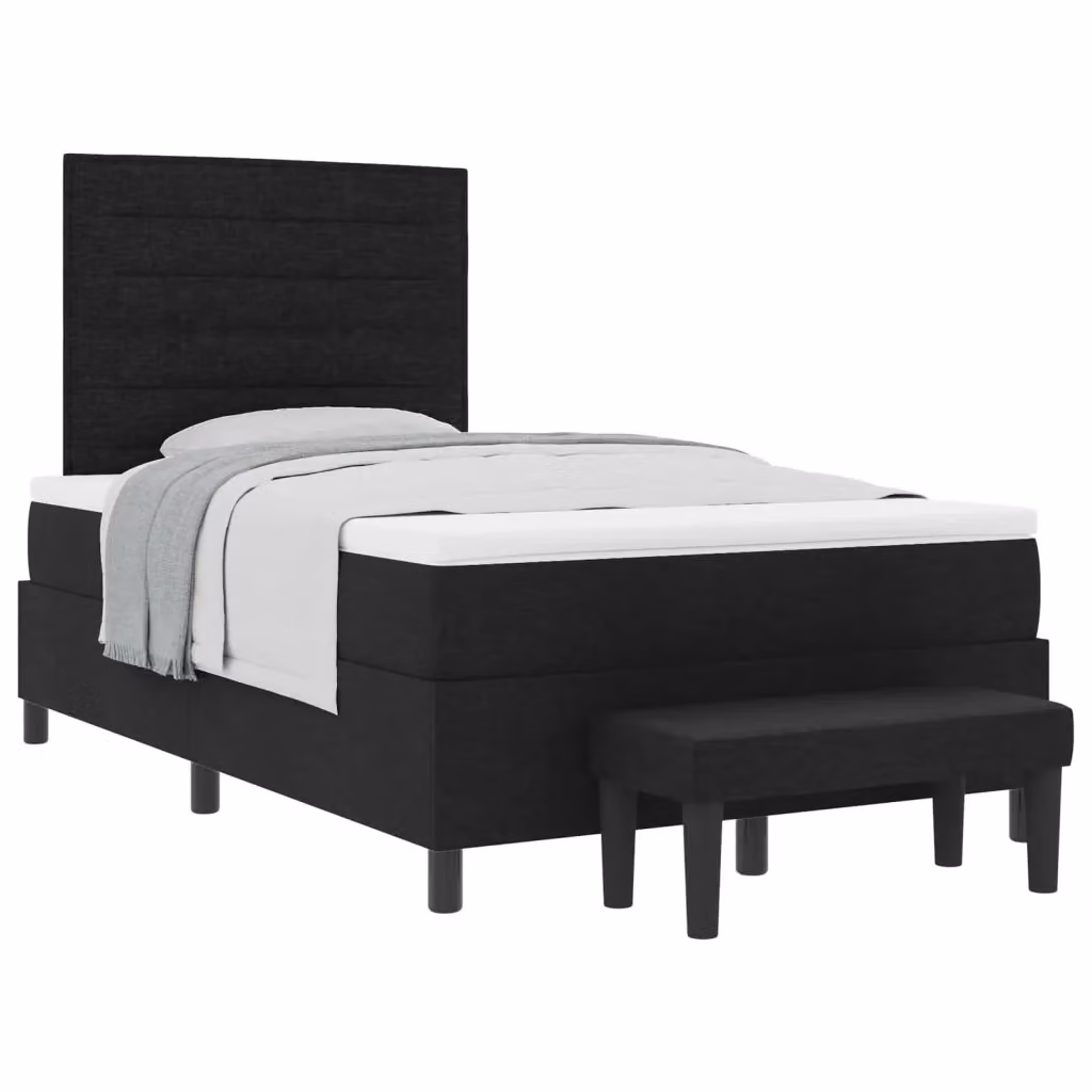 Letto ibrido con molle a tasche e testiera vidaXL in tessuto nero L 120 x P 200 cm – 2