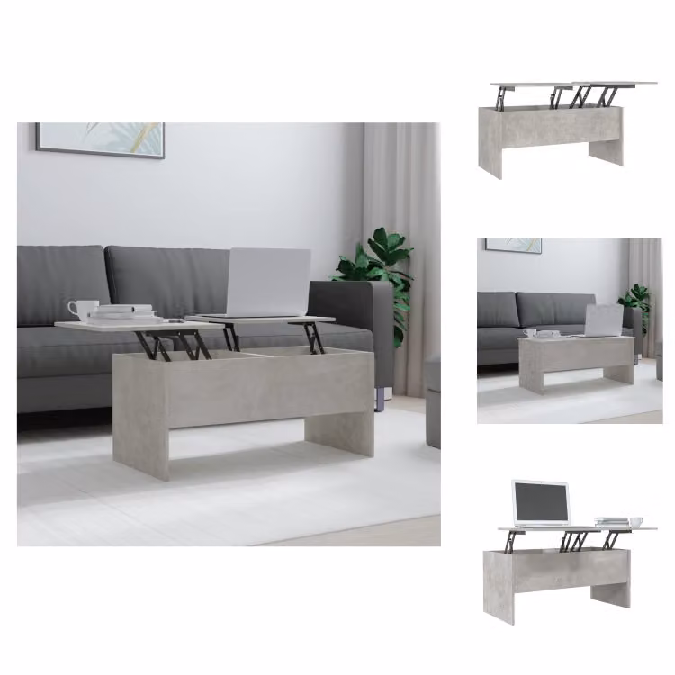 vidaXL Tavolino da caffè grigio cemento 102x50,5x46,5 cm materiale a base di legno - Tavolini da caffè